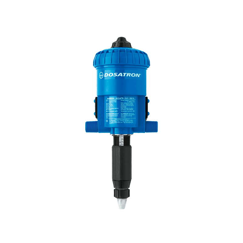 Dosificador Proporcional Dosatron Modelo: D25RE09VFBPH con Flujo de: 0.05 – 11 GPM y Dilución de: 0.1 – 0-9% Empaques en: Vitón
