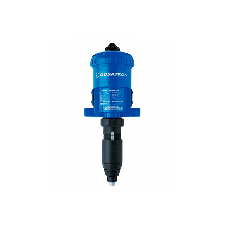 Dosificador proporcional Dosatron Modelo: D25RE5AFII con Flujo de: 0.05 – 11 GPM y Dilución de: 1 – 5% Empaques en: Aflas